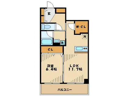 ベルウッド麻生(1LDK/1階)の間取り写真