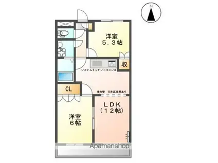 ヴィンテージ桜(2LDK/1階)の間取り写真