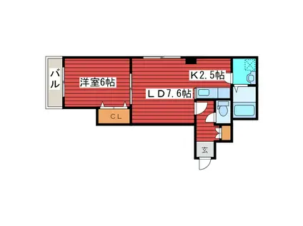 パルコート・DEN月寒中央(1LDK/3階)の間取り写真