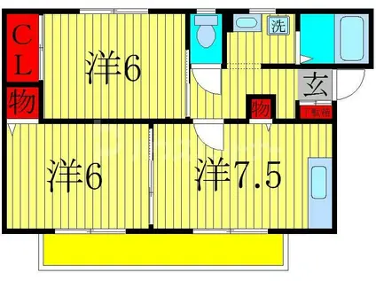 グランメール壱番館(2DK/2階)の間取り写真