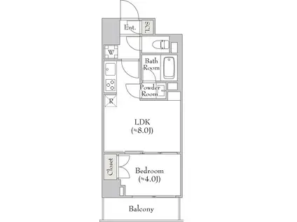 ルミーク関内II(1LDK/4階)の間取り写真
