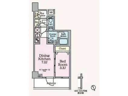 ARKMARKお花茶屋(1DK/3階)の間取り写真