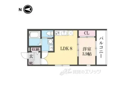 ハーモニーテラス-SY椥辻(1LDK/2階)の間取り写真