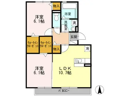 サンプレジオII(2LDK/3階)の間取り写真