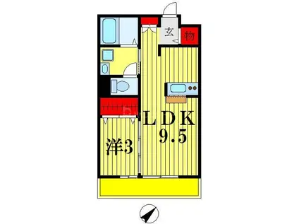 サンクレール(1LDK/2階)の間取り写真