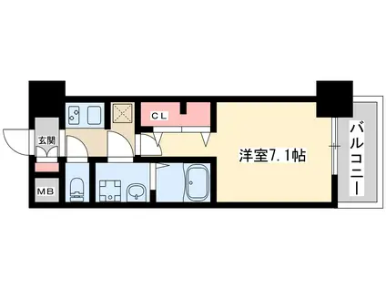 エスレジデンス三国ウエスト(1K/6階)の間取り写真