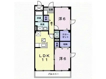 エバーグリーン桜川(2LDK/1階)の間取り写真