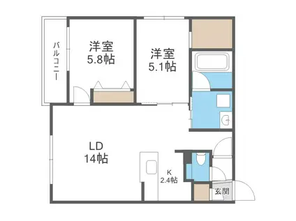ラ・マナーナ旭山公園通(2LDK/3階)の間取り写真