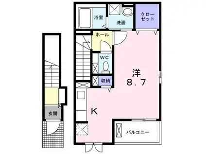 ヴィヴレ広駅前(ワンルーム/2階)の間取り写真