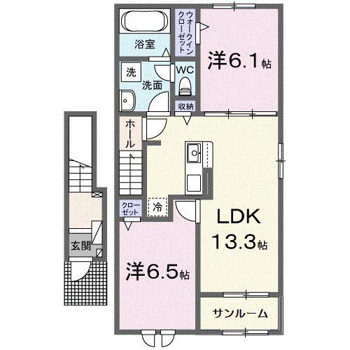 メゾン ド ソアレII(2LDK/2階)の間取り写真