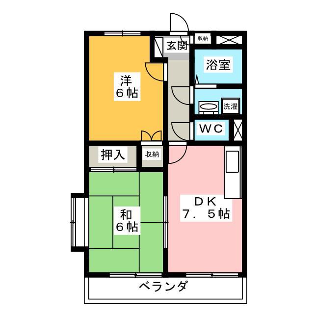 ハピネス21(2DK/1階)の間取り写真