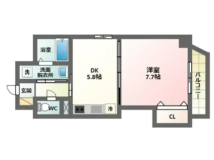 ジュネスガーデン(1DK/4階)の間取り写真