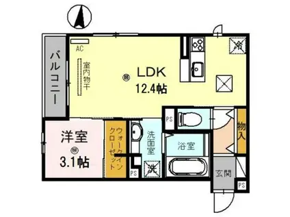 D-ROOM東公園(1LDK/3階)の間取り写真