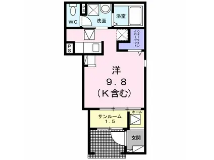 ソレイユ フルール III(ワンルーム/1階)の間取り写真