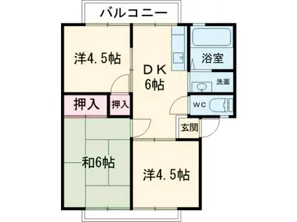 杉森アーバンハイツ A棟(3DK/2階)の間取り写真