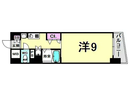 アスヴェルみなと元町OCEANFRONT(1K/9階)の間取り写真