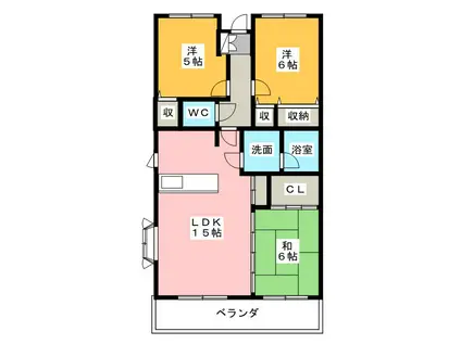 エクレール新富士 I(3LDK/2階)の間取り写真