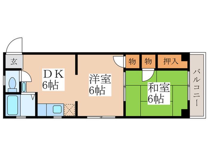プリムヴェール阿佐谷(2DK/2階)の間取り写真