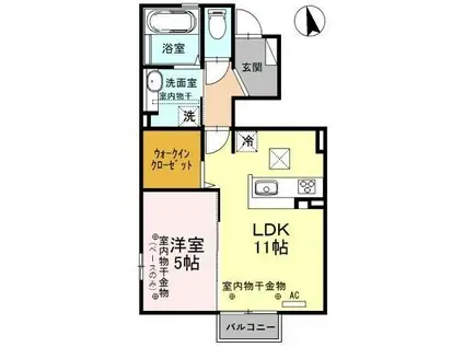 ハイト アルベロ(1LDK/1階)の間取り写真