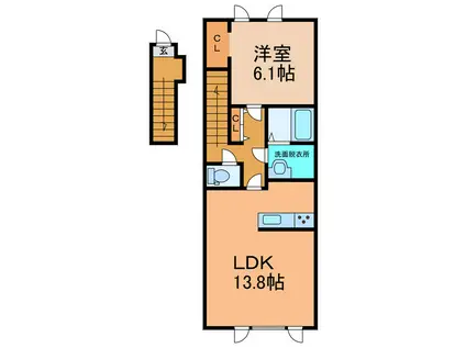 BELL WOOD I(1LDK/2階)の間取り写真