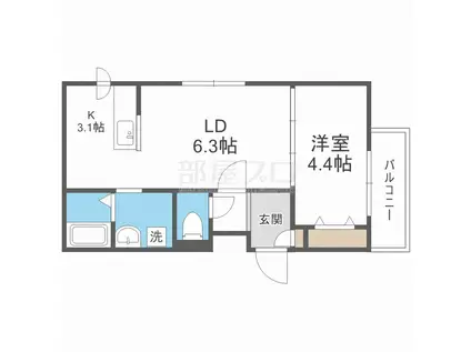 メニーズコート東屯田通(1LDK/1階)の間取り写真
