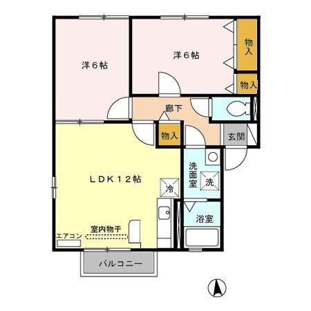 クレーネ東(2LDK/2階)の間取り写真