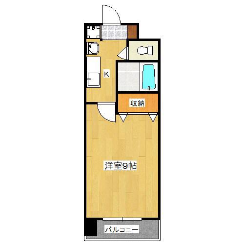 ハウスセゾン御所南(1K/15階)の間取り写真