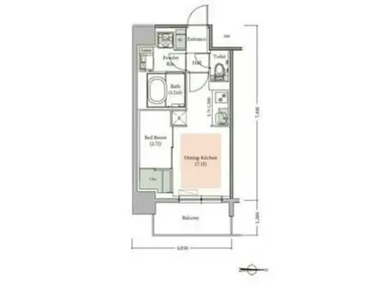 アーバネックス新町II(1LDK/8階)の間取り写真