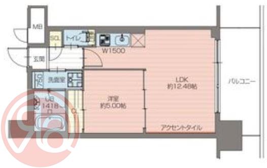 プレジオ弁天町(1LDK/13階)の間取り写真
