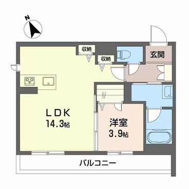 ヒールコート本町(1LDK/1階)の間取り写真