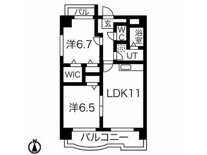 サンライズ八熊(2LDK/3階)の間取り写真