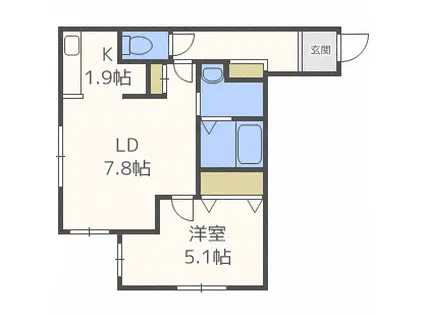 SKY PLACE(1LDK/4階)の間取り写真