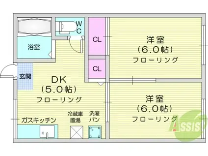 コーポウエノ(2DK/2階)の間取り写真