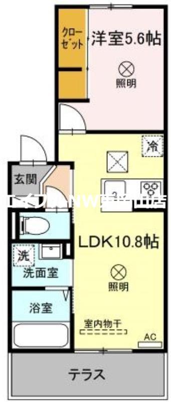 グリーンウイング(1LDK/1階)の間取り写真