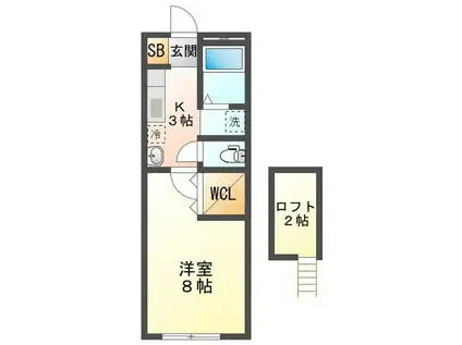 ライフプラン栗真(1K/2階)の間取り写真