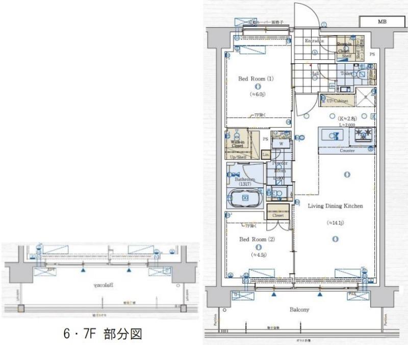 ジェノヴィア赤羽(2LDK/7階)の間取り写真