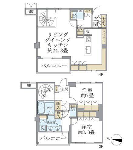 BRILLIA IST 東雲キャナルコート(2LDK/4階)の間取り写真
