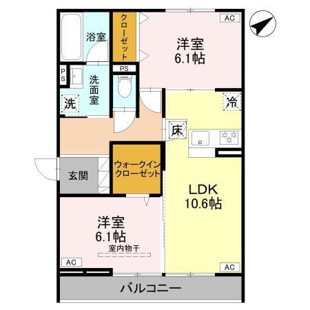 D-GRAN本町(2LDK/1階)の間取り写真