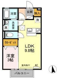 セブンI棟(1LDK/1階)の間取り写真