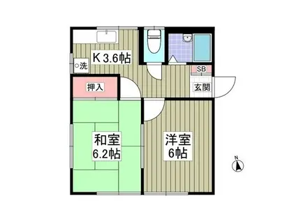 フレンドハイツ(2K/1階)の間取り写真