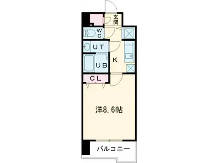 S-RESIDENCE六ツ門ABRイーストII(1K/5階)の間取り写真