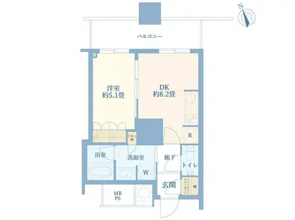 ザ・パークハウス西新宿タワー60(1DK/23階)の間取り写真