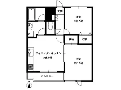 ピアーチェ・ウチムラPART8(2DK/2階)の間取り写真