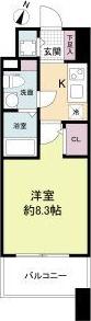 プラウドフラット新大阪(1K/15階)の間取り写真