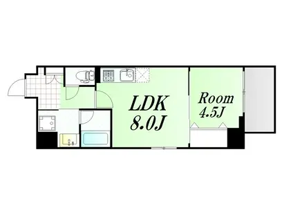 グランディール鷺洲(1LDK/6階)の間取り写真