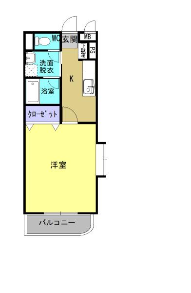 マチェール(1K/3階)の間取り写真