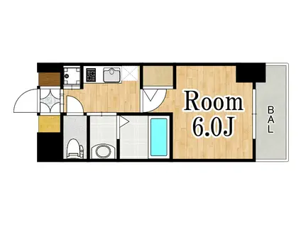 エステムコート難波ウエスト-SIDE Vアジュール(1K/6階)の間取り写真