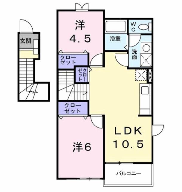 ウリイシパレス(2LDK/2階)の間取り写真