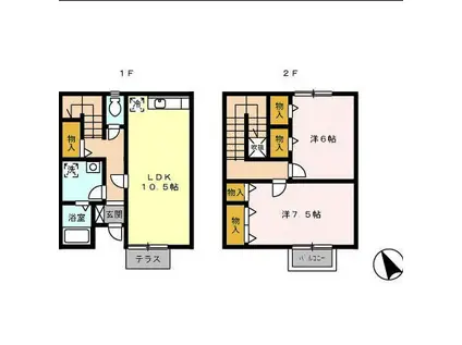 リースランドウエストヴィラB棟(1LDK/1階)の間取り写真