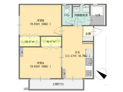 YMコーポ(2DK/1階)の間取り写真